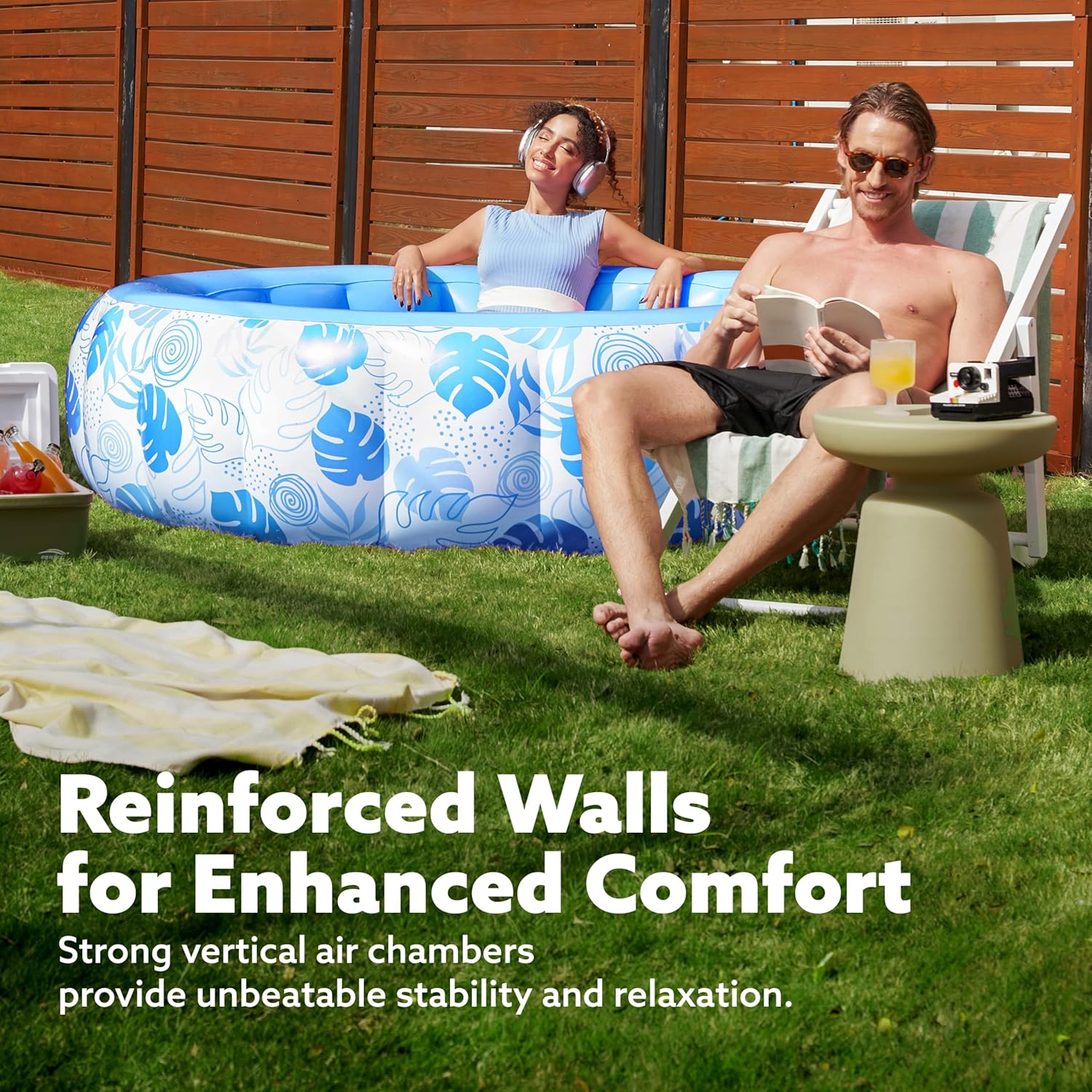 Inflatable Swimming Pool,5.5ft x 20 Inch Full-Sized Blow Up Durable Thickened Luxury Above Ground Family Pool with