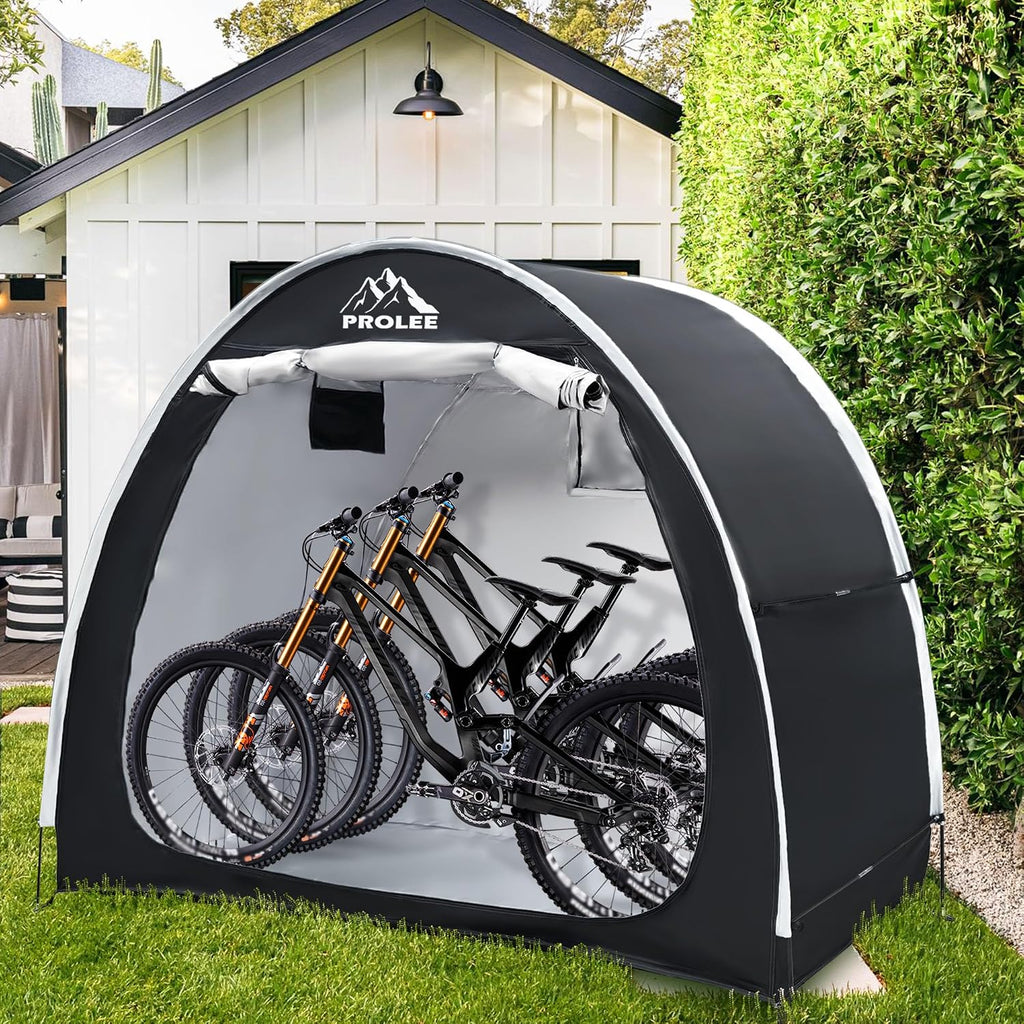 Bike Shed 6.6FT, Waterproof Oxford Fabric Storage Tent for 2 Bikes, Outdoor Storage with Window Design, Black | 210D