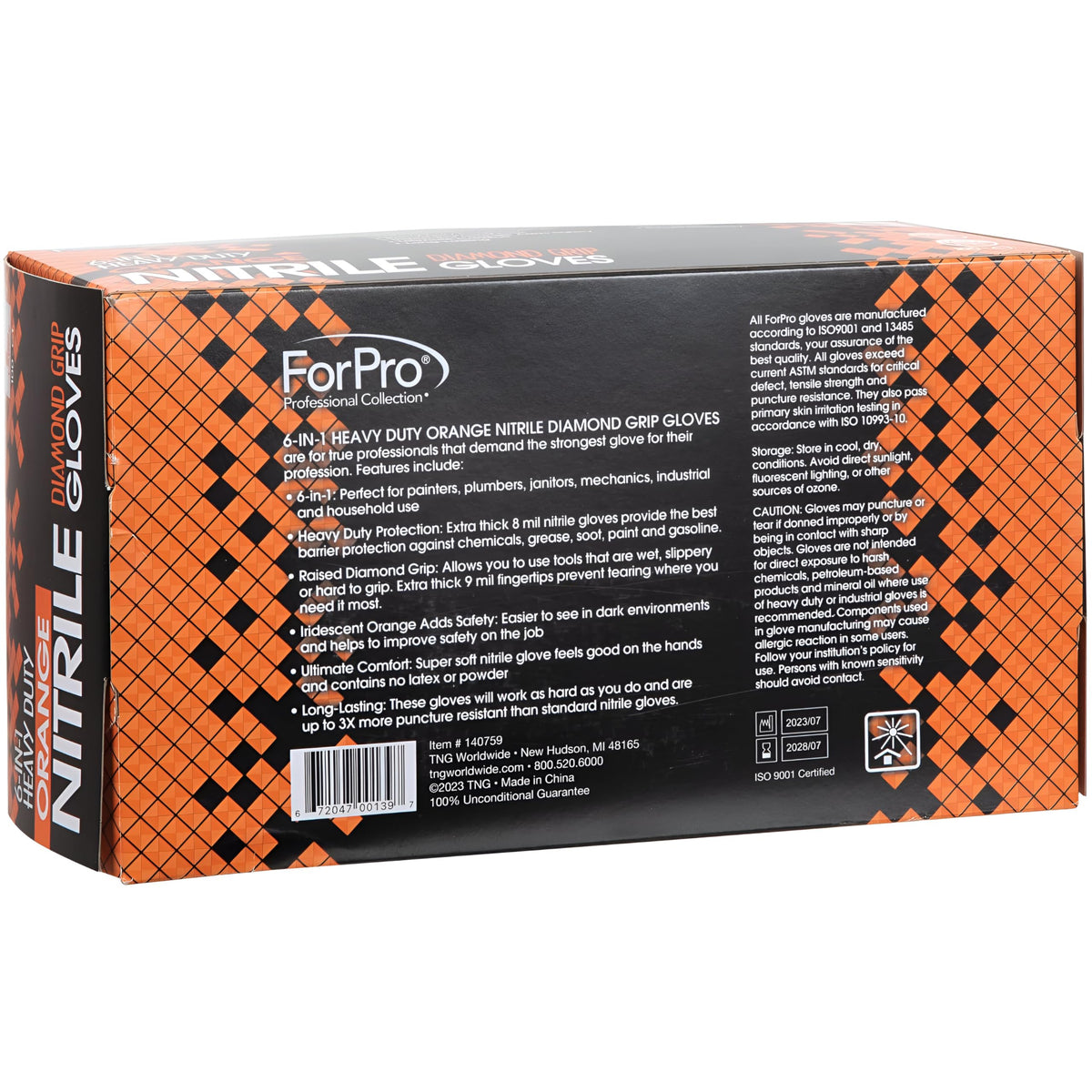 ForPro Heavy Duty Disposable Nitrile Gloves, 8 Mil, Powder & Latex-Free