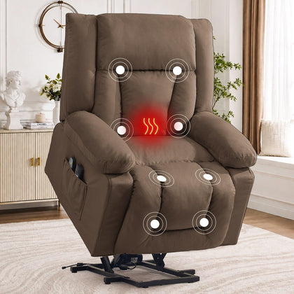 Dual Motor Power Lift Recliner Chair for Elderly with Massage and Heat, Oversized Electric Recliner with Side