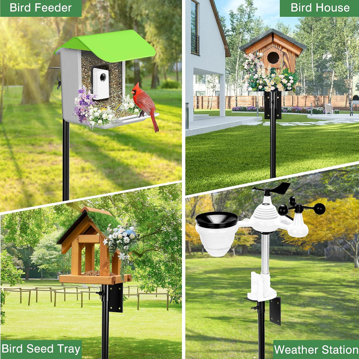 79 Inch Bird Feeder Pole Mount Kit for Outdoors Heavy Duty