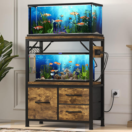 10-20 Gal Fish Tank Stand with Drawer, Power Outlet,200lbs HAS003SSR