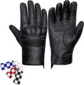 Antares Motorcycle Gloves for Men Touchscreen Full Finger Leather Gloves Protection Riding Driving Biker Glove Black
