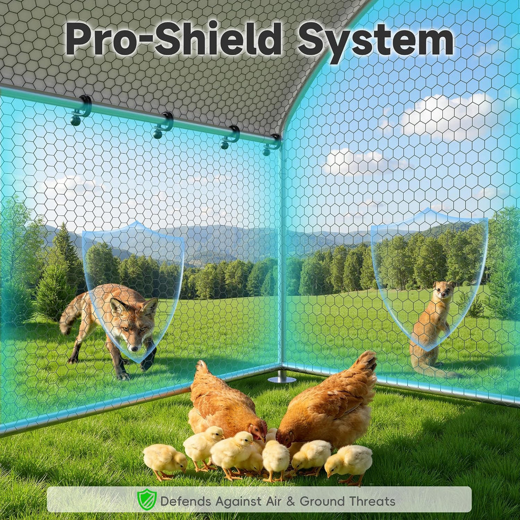 23.2x9.8 FT Extra Large Metal Chicken Coop, Walk-in Poultry Run Pen