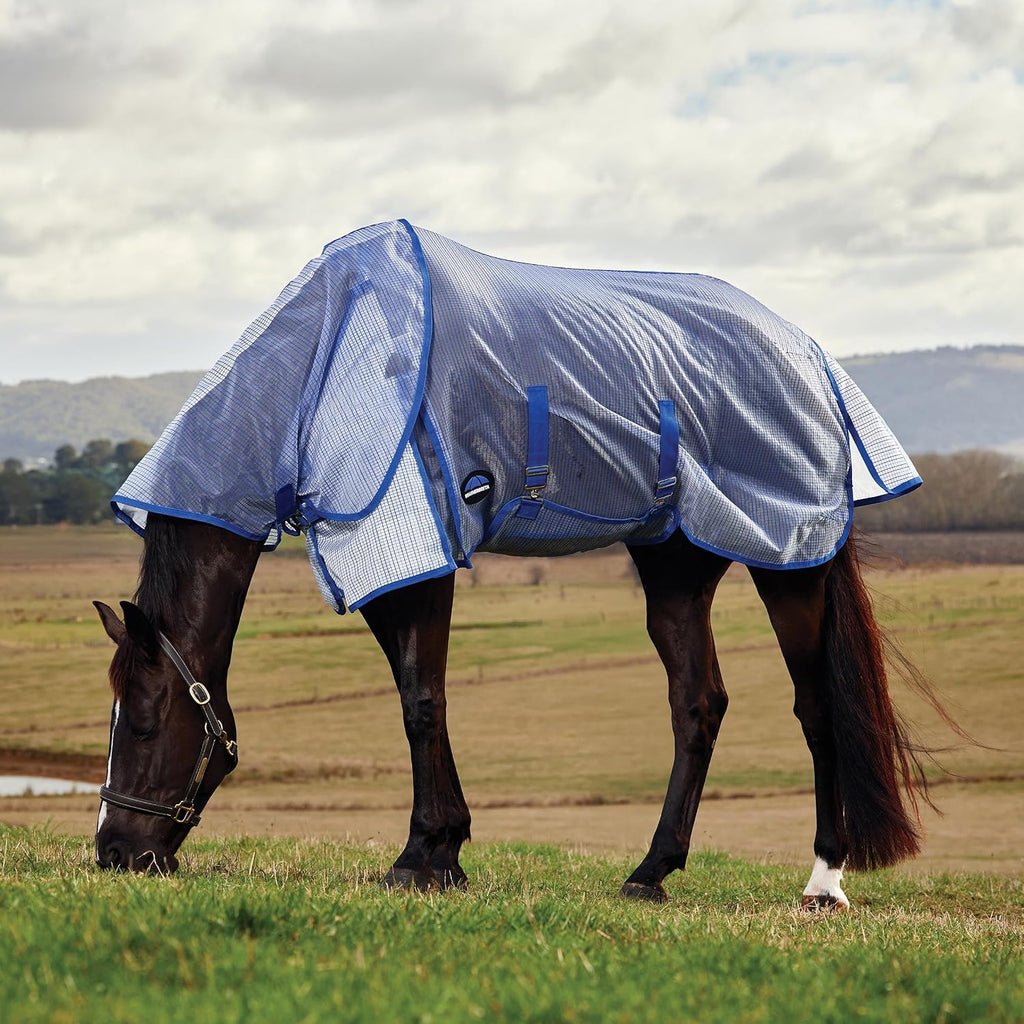 ComFiTec Ripshield Fly Sheet Detach-A-Neck, White/Cobalt, 78"