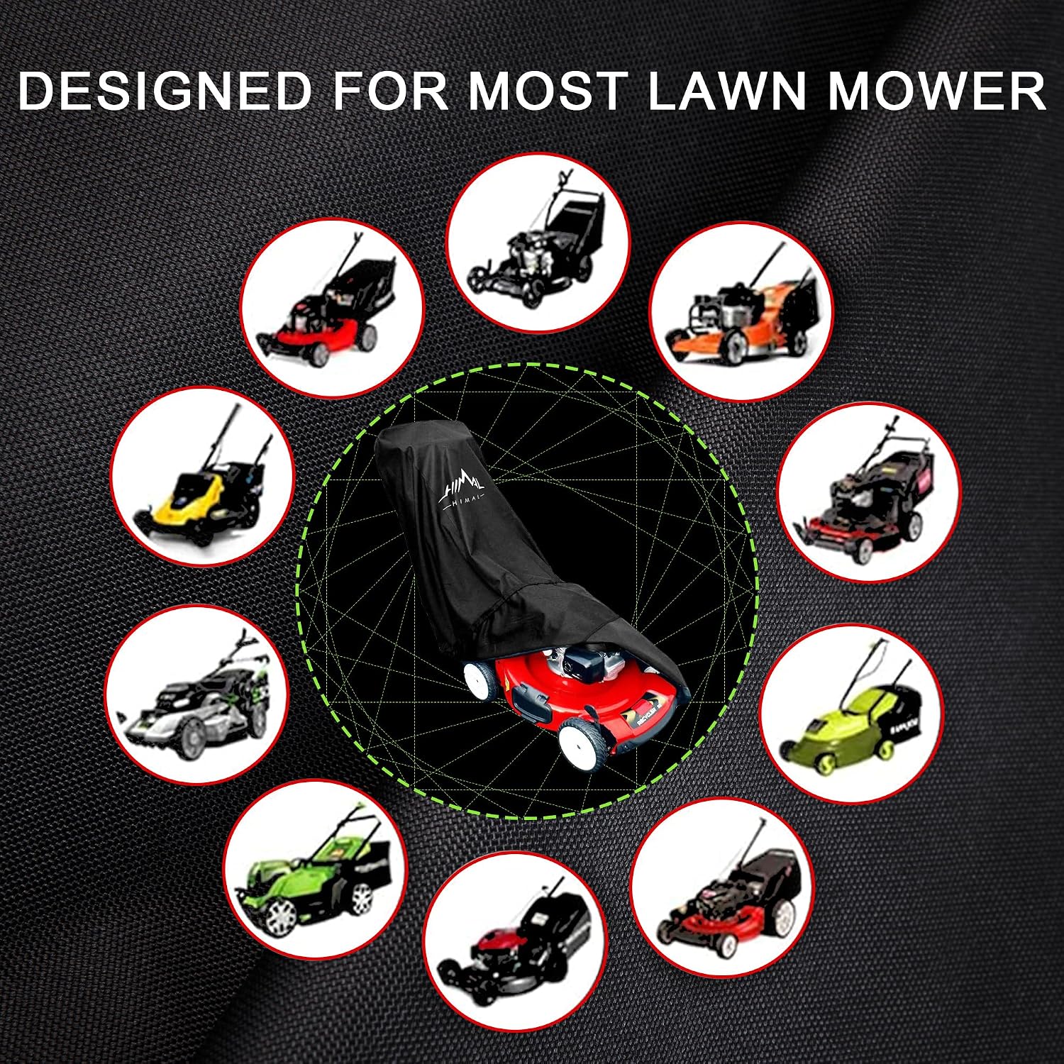 Push Lawn Mower Cover Waterproof Lawnmower Cover, Black | Heavy Duty 600D Oxford, Waterproof, UV Protection