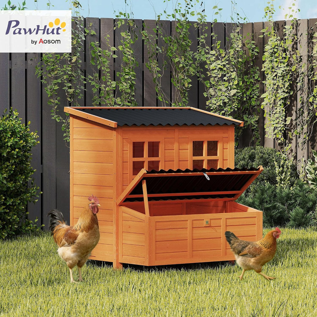 Wooden Chicken Coop 39" with Nesting Box for 2-4 Chickens Orange