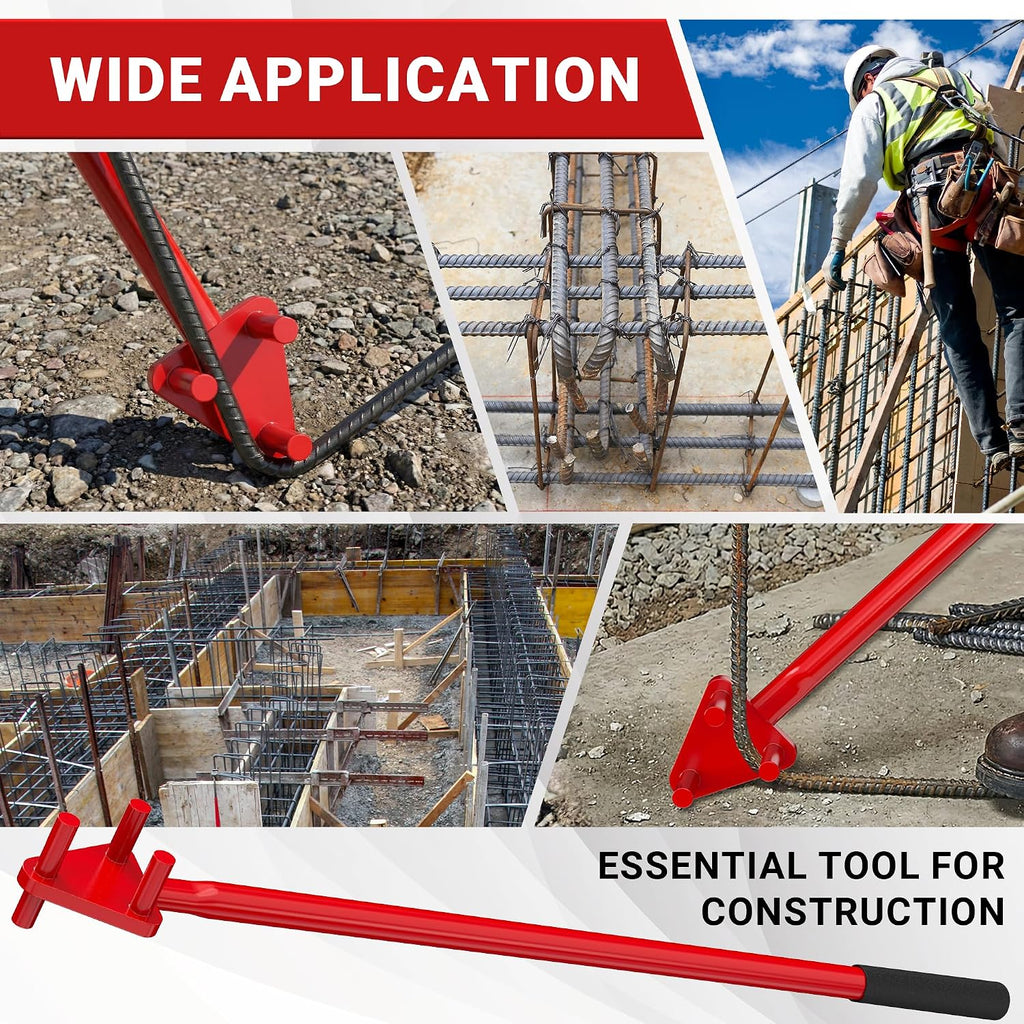 Manual Rebar Bender Tool for 5/8” (#5) Rebar, Hand Operated Steel Rod & Flat Bar Metal Bending Tool with Reverse Head