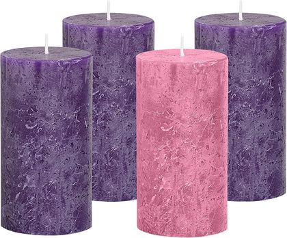 Advent Candle Set of 4 - Rustic Pillar Advent Candles - Made in The USA - Christmas Advent Candles for Advent Rings