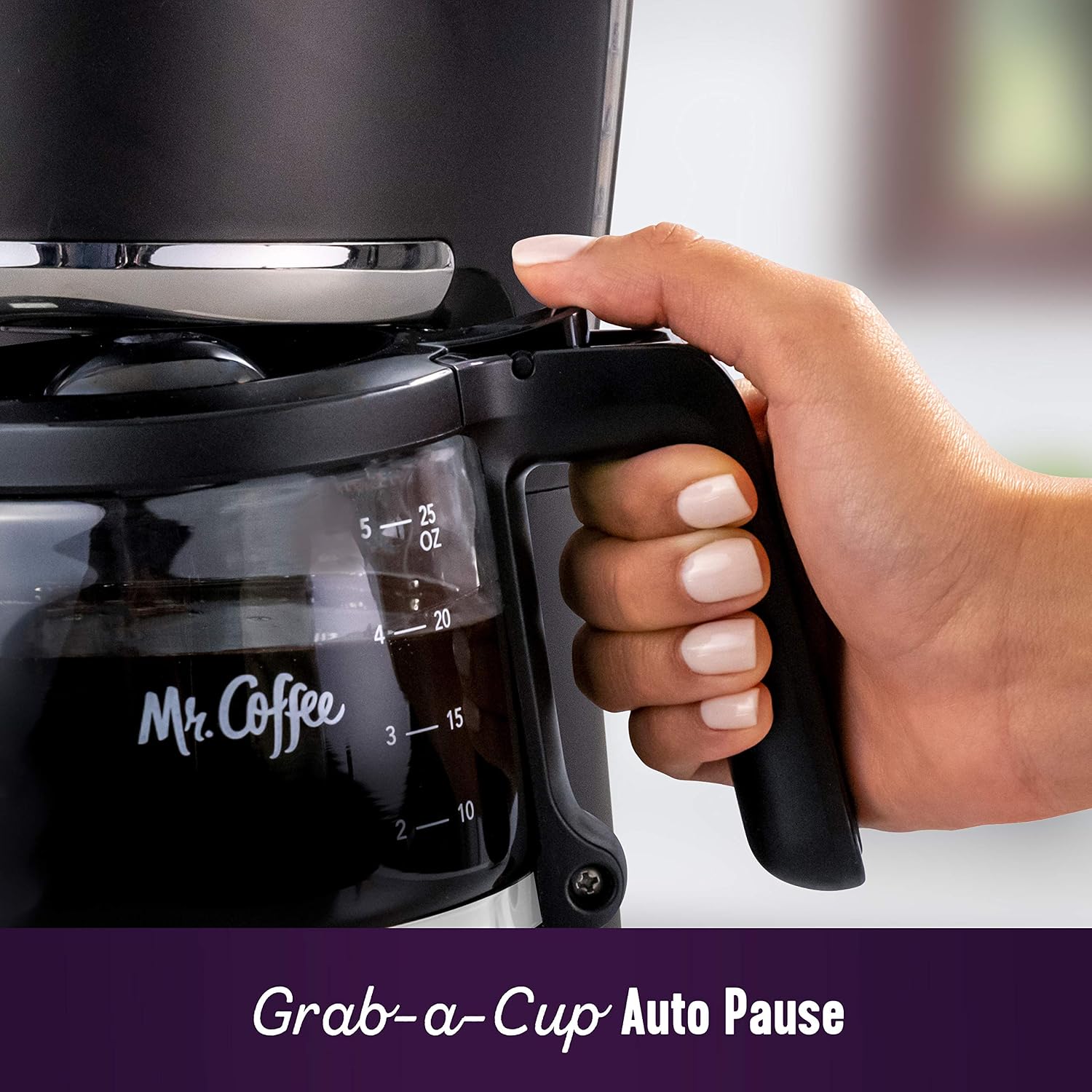 Programmable Coffee Maker 5 Cups with Auto Pause Glass Carafe Compact Design Black
