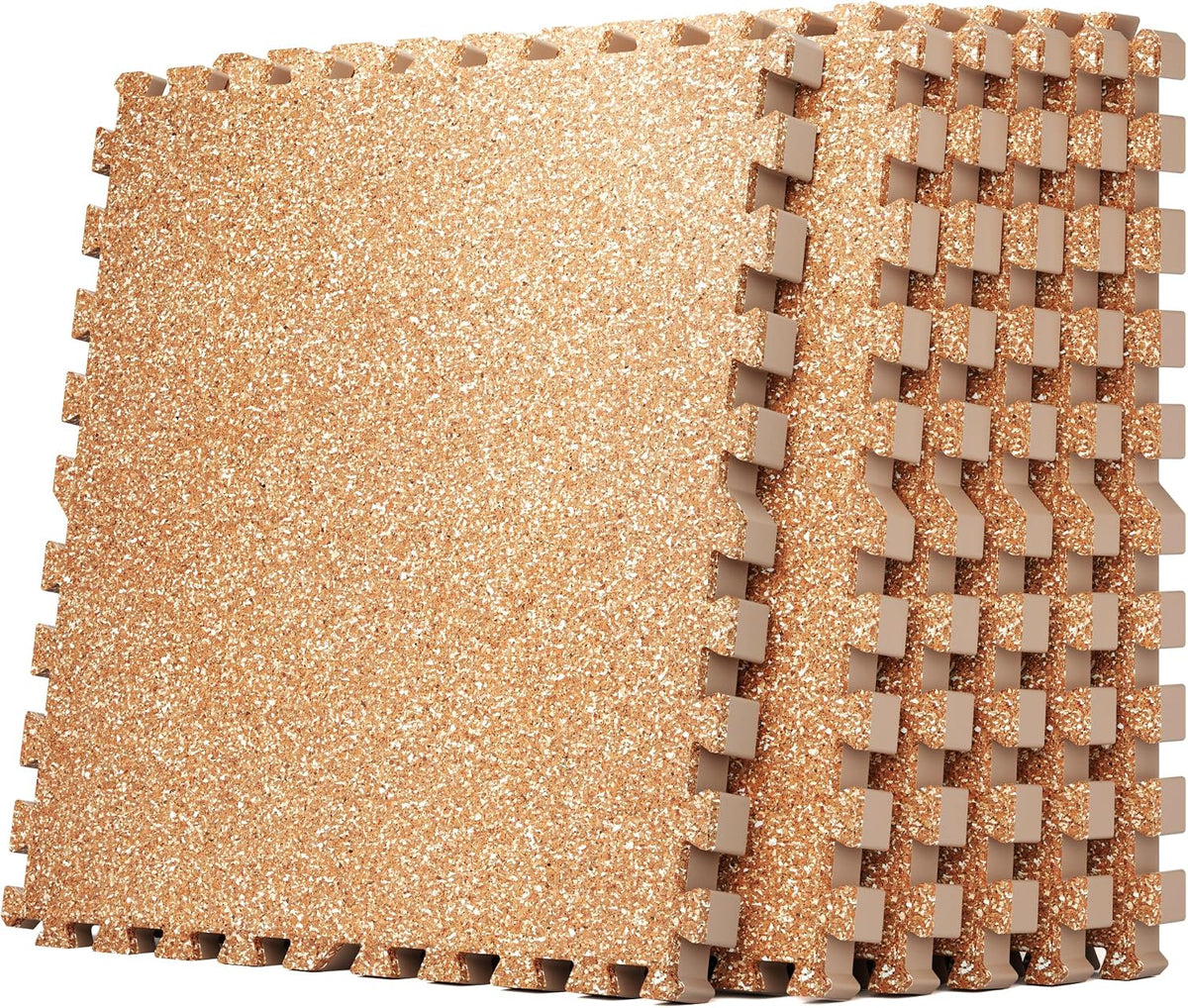 0.79" Thick Gym Flooring for Home Gym, 24 Sq Ft Rubber Top Gym Mat