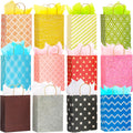 12 Pack 13" Kraft Paper Large Gift Bags with Tissue Paper
