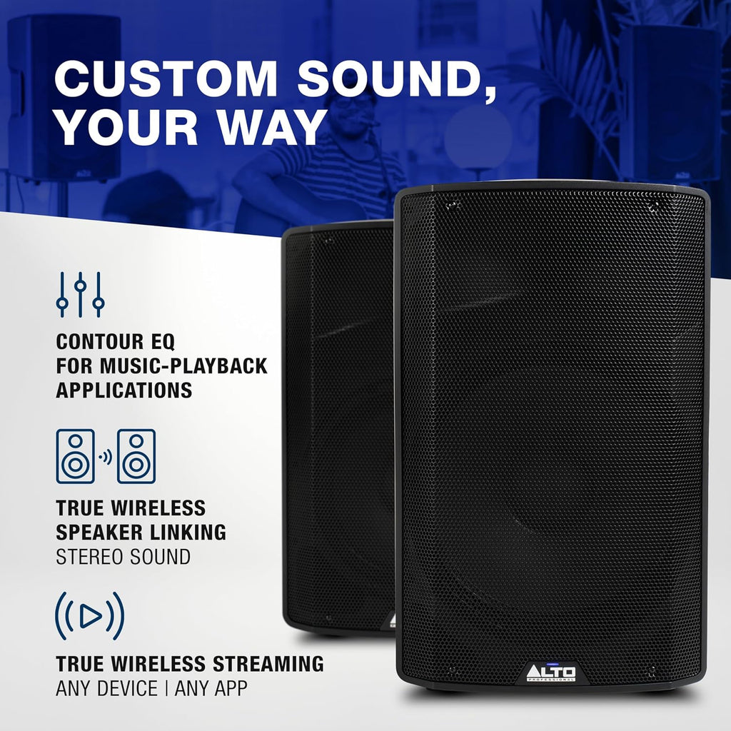 Alto TX415 700W 15" Powered PA Speaker | TWS Bluetooth, 2-Channel Mixer. Built for Outdoor DJ, Band Performances