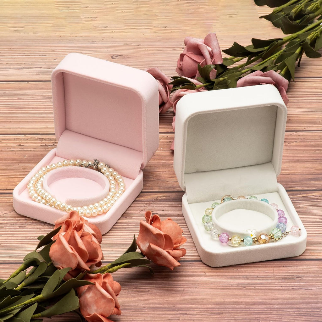 Velvet Bracelet Gift Boxes Bangle Display Jewelry Box Storage Case Organizer Holder (Pink)