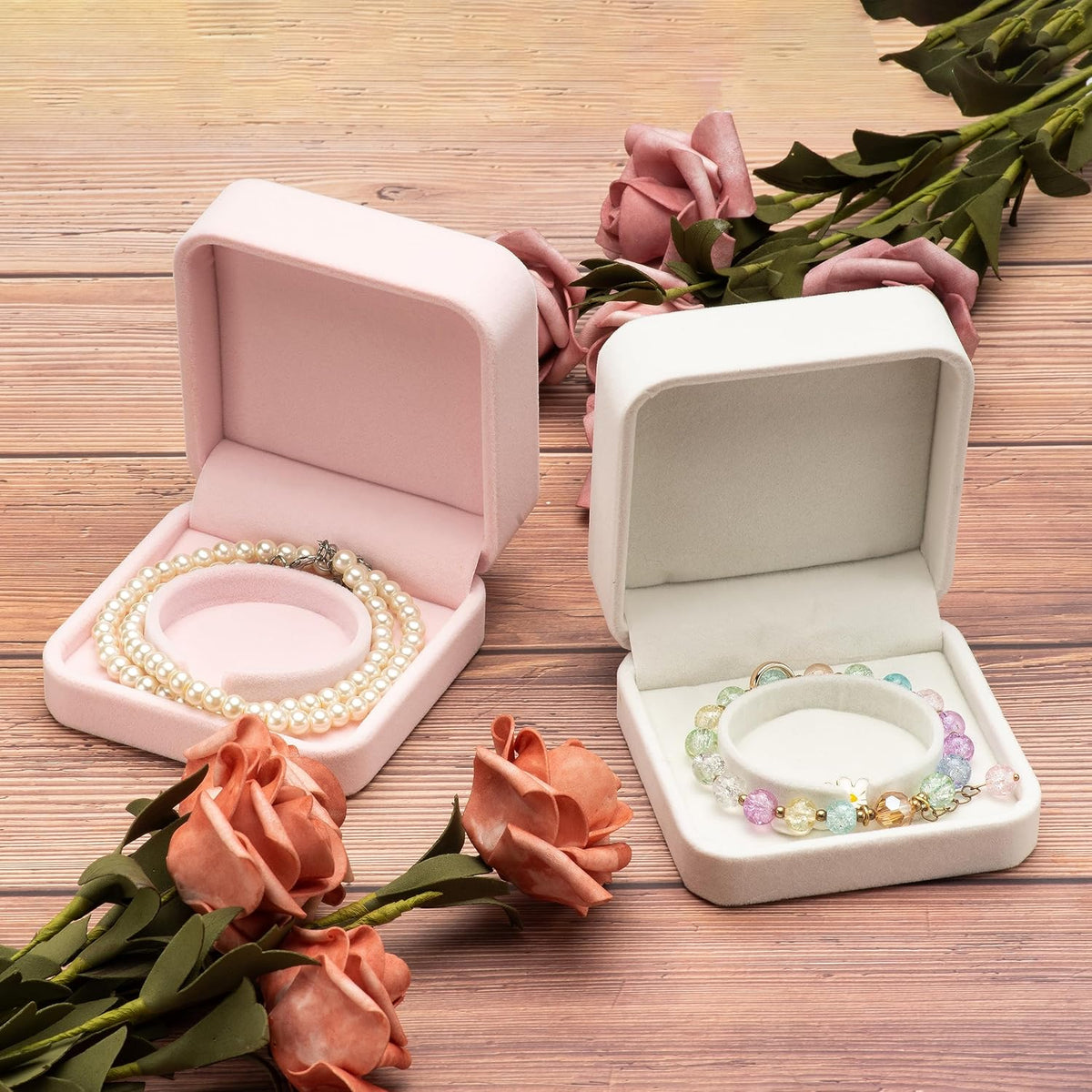 Velvet Bracelet Gift Boxes Bangle Display Jewelry Box Storage Case Organizer Holder (Pink)