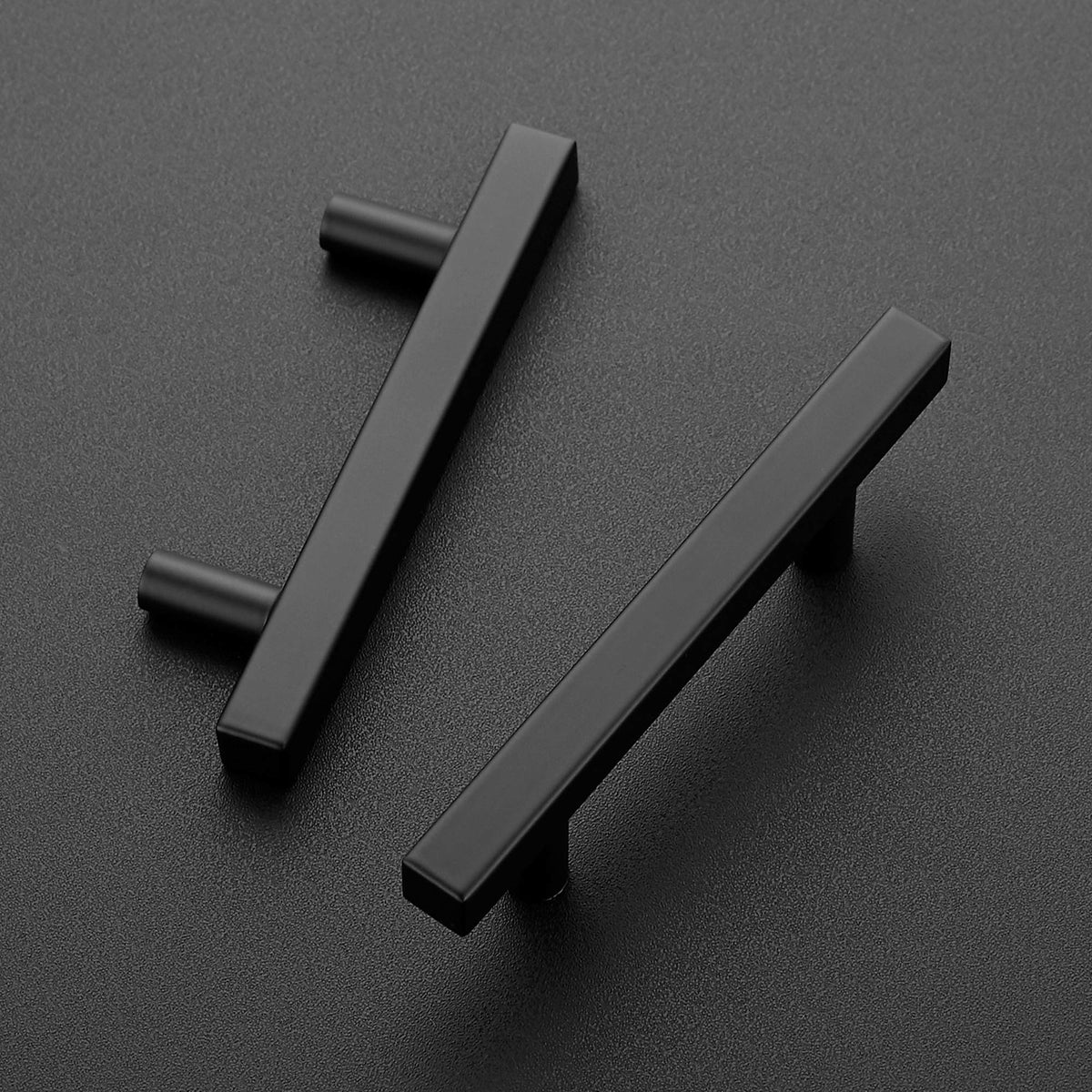 Matte Black Square Cabinet Hardware Pulls 3 Inch 5 Pack