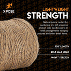 Jute Twine - 3 Ply Brown Roll 150 Feet Natural Jute String for Crafts, Packaging, Wrapping, Decorative Rope Cord for