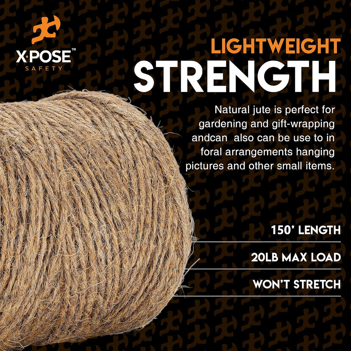 Jute Twine - 3 Ply Brown Roll 150 Feet Natural Jute String for Crafts, Packaging, Wrapping, Decorative Rope Cord for