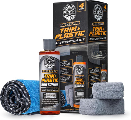 Black Trim Restorer Gel Kit for Exterior Plastic & Rubber | Controlled gel restores a deep black finish to faded