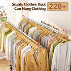 Heavy Duty Clothes Rack 650LBS Double Rods with Shelf Collapsible