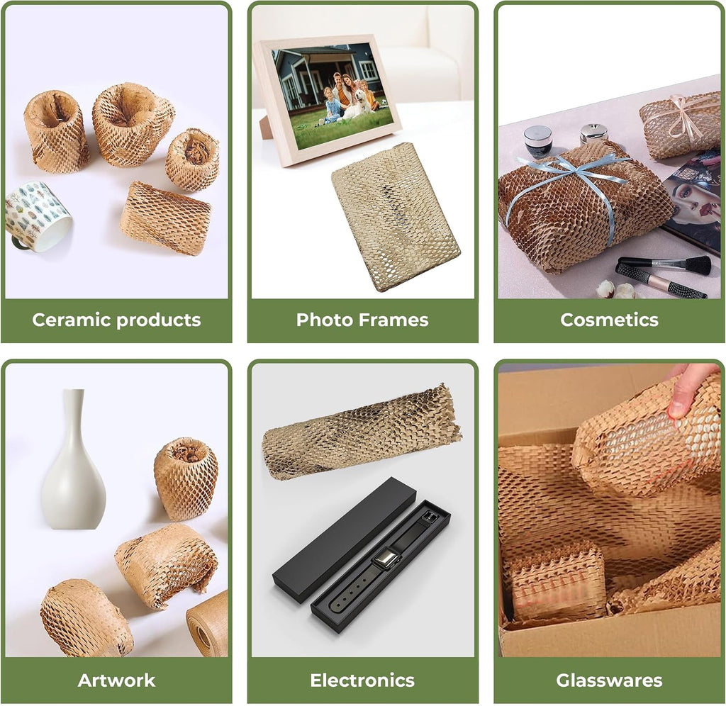 Honeycomb Packing Paper Wrap 15"x250', Substitute Alternative Bubble Wrap | Eco-Friendly Recyclable Moving Supplies