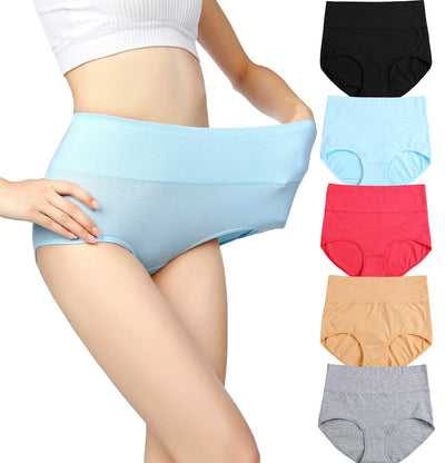 Womens High Waist Cotton Panties C-Section Recovery Postpartum Soft Stretchy Full Coverage Underwear(5 Pack) (L)