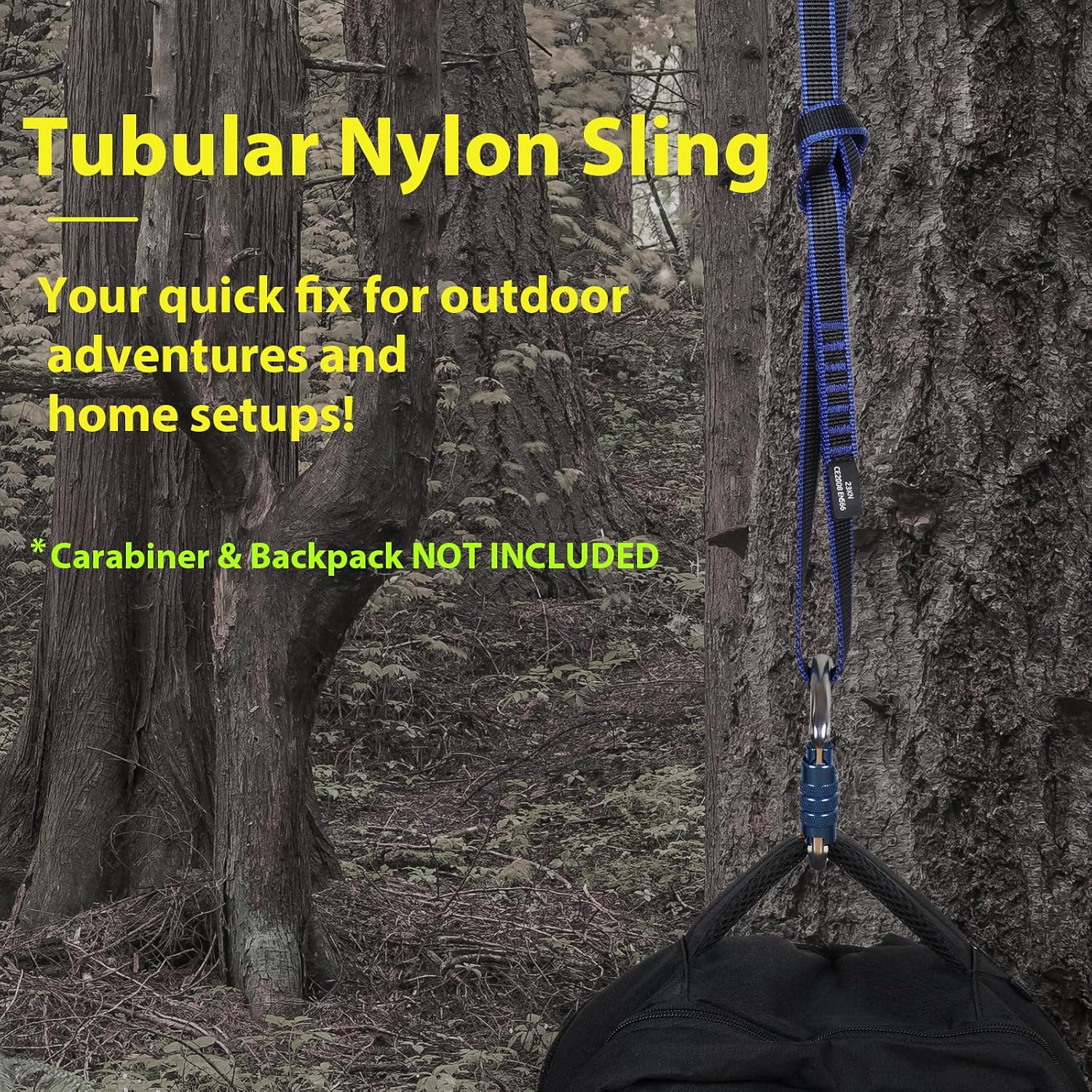 18mm Nylon Climbing Sling Runner, 23KN CE2008/EN566 Certified | Heavy duty webbing straps for rock climbing