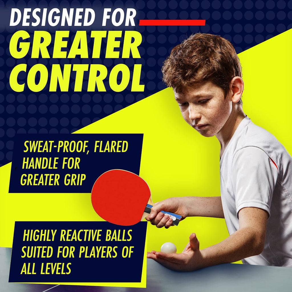 Ping Pong Paddle Set with Rackets, Net, Balls & Carry Case for Table Tennis | Professional Paddles, Balls &