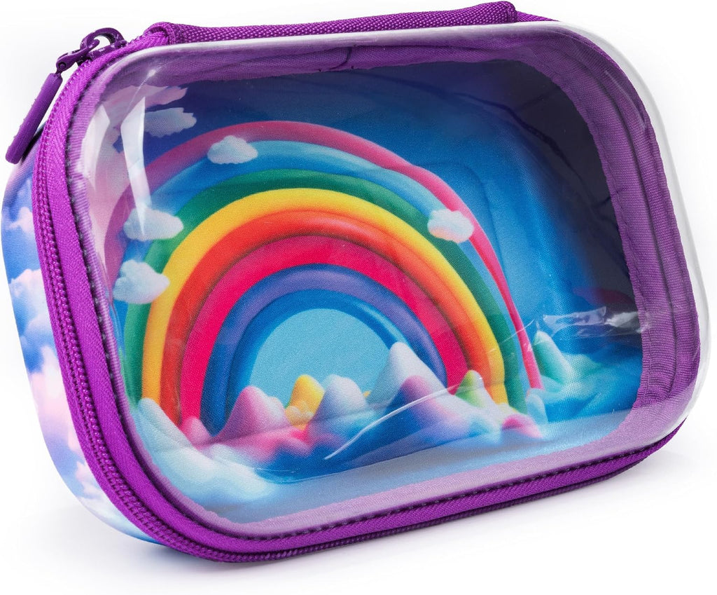 Clear Top Pencil Case for Girls, Large Pencil Box for School, Rainbow | Sturdy hard shell pencil box for kids