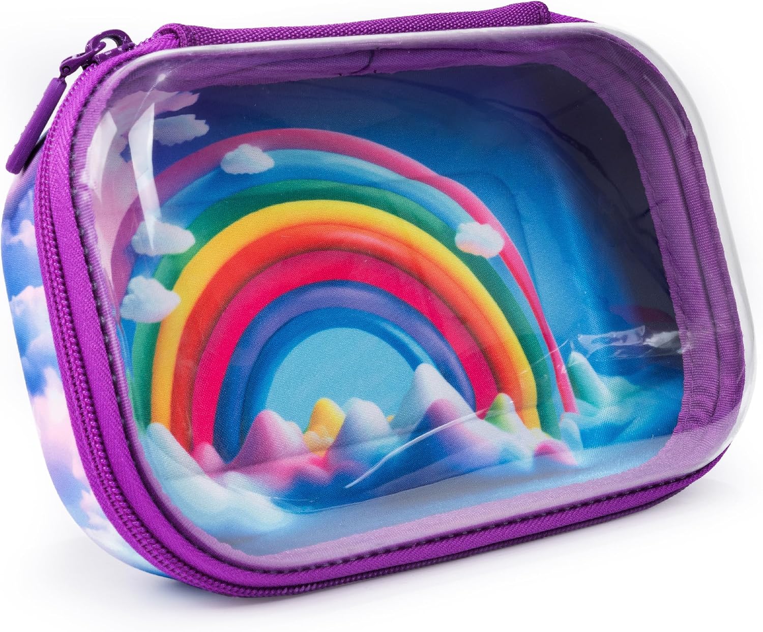 Clear Top Pencil Case for Girls, Large Pencil Box for School, Rainbow | Sturdy hard shell pencil box for kids
