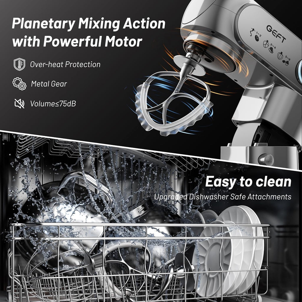 Stand Mixer, 3.5QT&6QT Bowls Mixers Kitchen Electric Stand Mixer Gray | 600W Tilt-Head Kitchen Mixer with Stainless