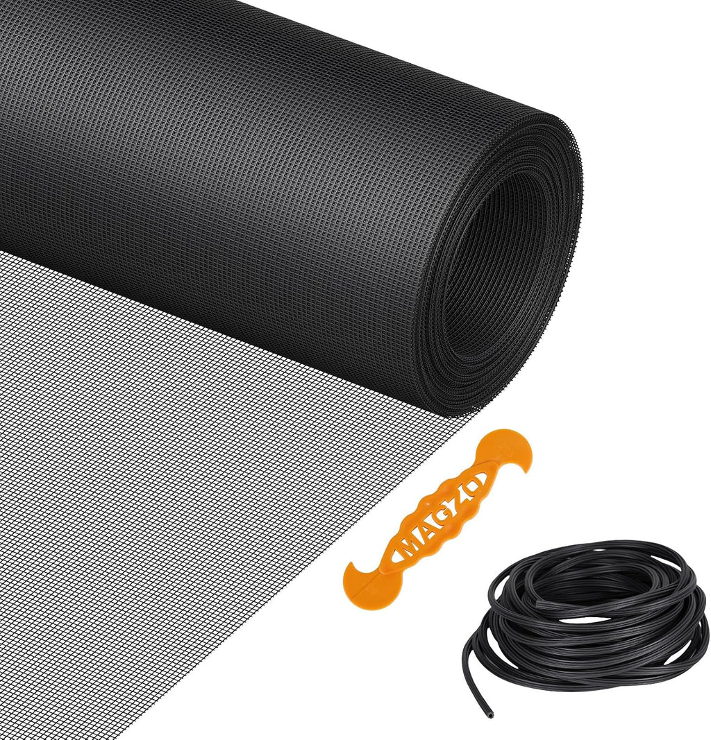 Window Screen Replacement Kit Durable 36" x 90" Polyester Mesh with Tool