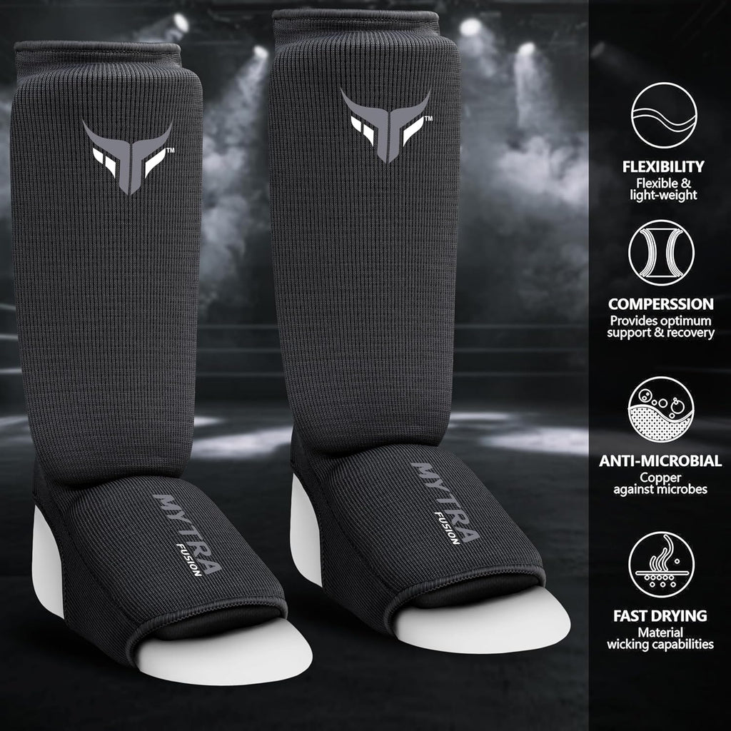 Kids Kickboxing Shin Guards, Elasticated Shin and Instep Protector for MMA, Muay Thai, Training, Sparring and Martial