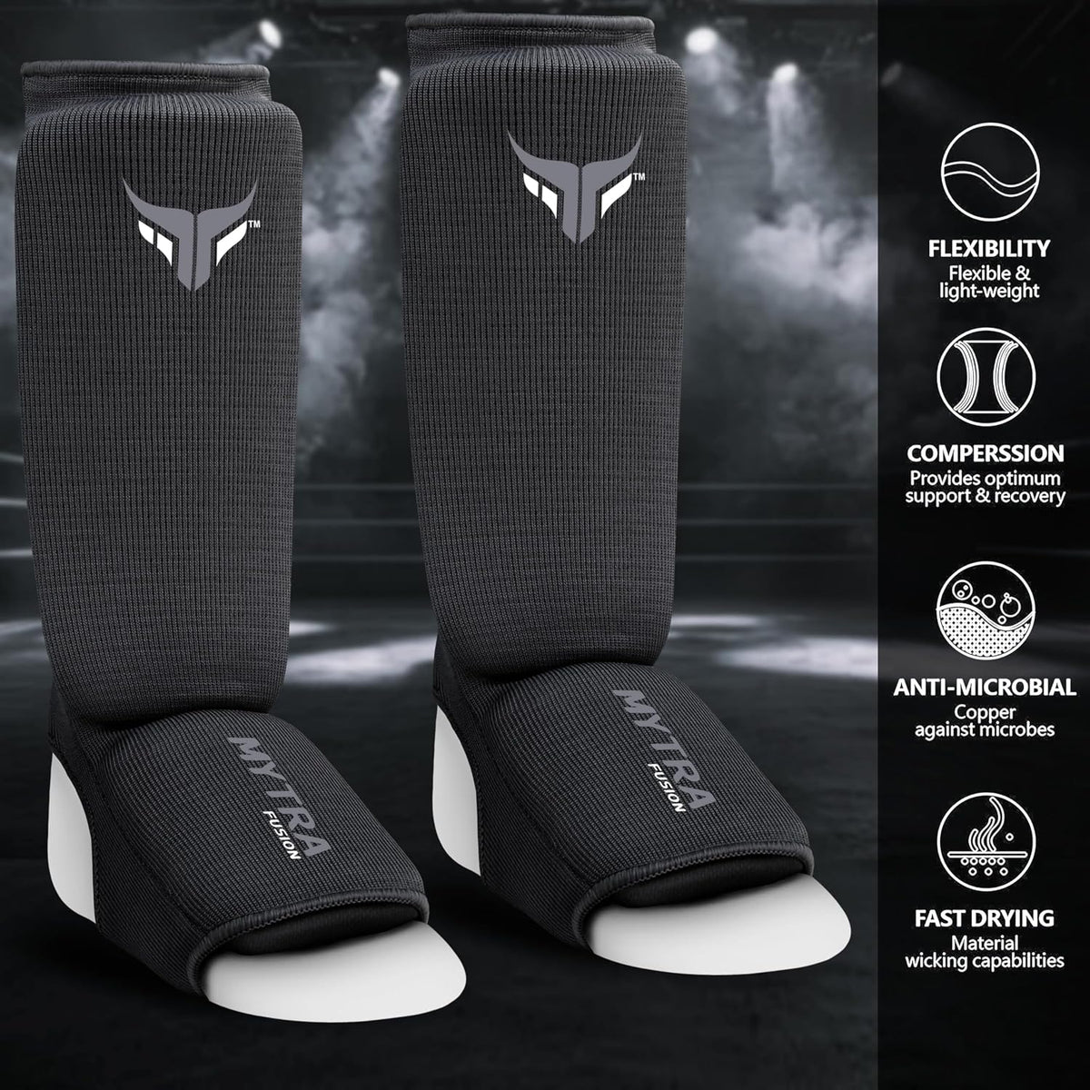 Kids Kickboxing Shin Guards, Elasticated Shin and Instep Protector for MMA, Muay Thai, Training, Sparring and Martial