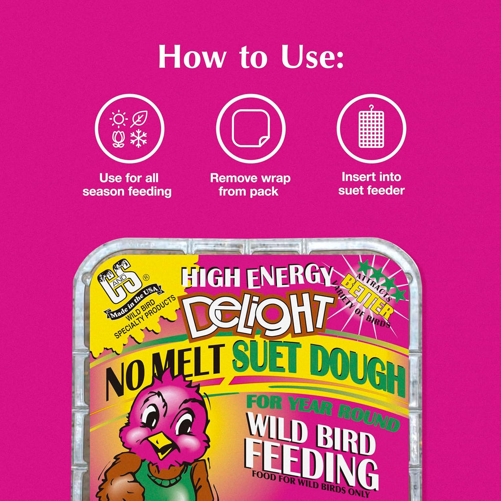 High Energy Delight No Melt Suet Dough, Suet Cakes, Pack of 8 | No melt suet cakes for wild birds with roasted
