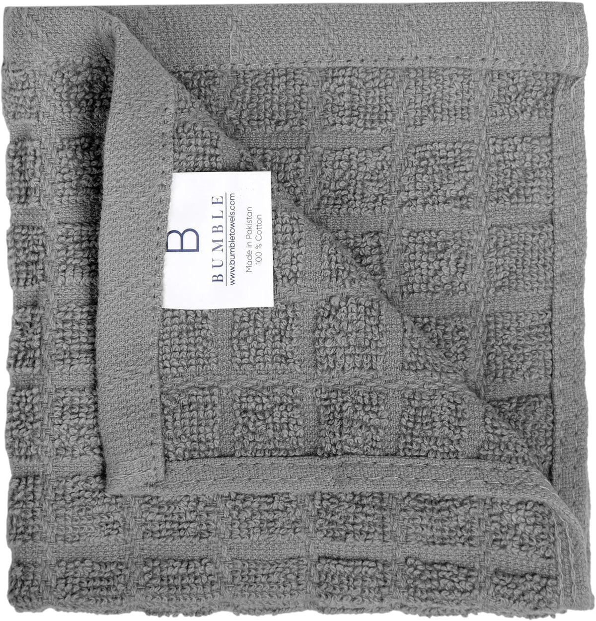 Bumble Dish Cloths (8-Pack), 100% Cotton Kitchen Towels, 12"x12" - Gray | 405 GSM | Soft, Highly Absorbent & Durable