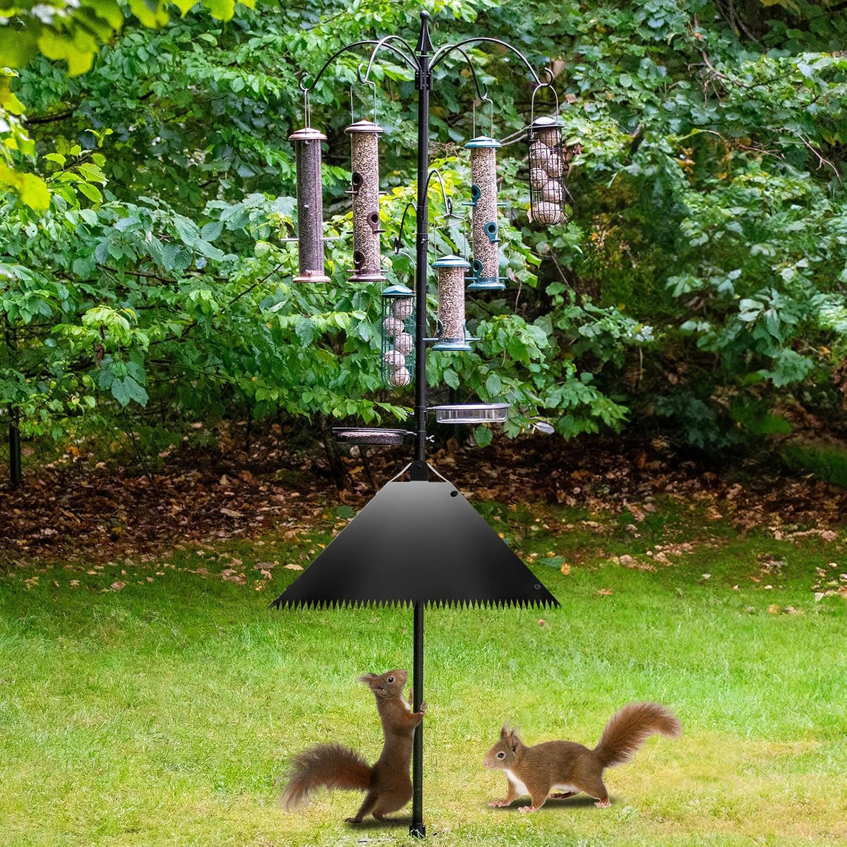 Metal Squirrel Baffles with Spikes - Galvanized Steel Squirrel Guards for 4x4 Posts and Bird Feeder Poles - Keeps