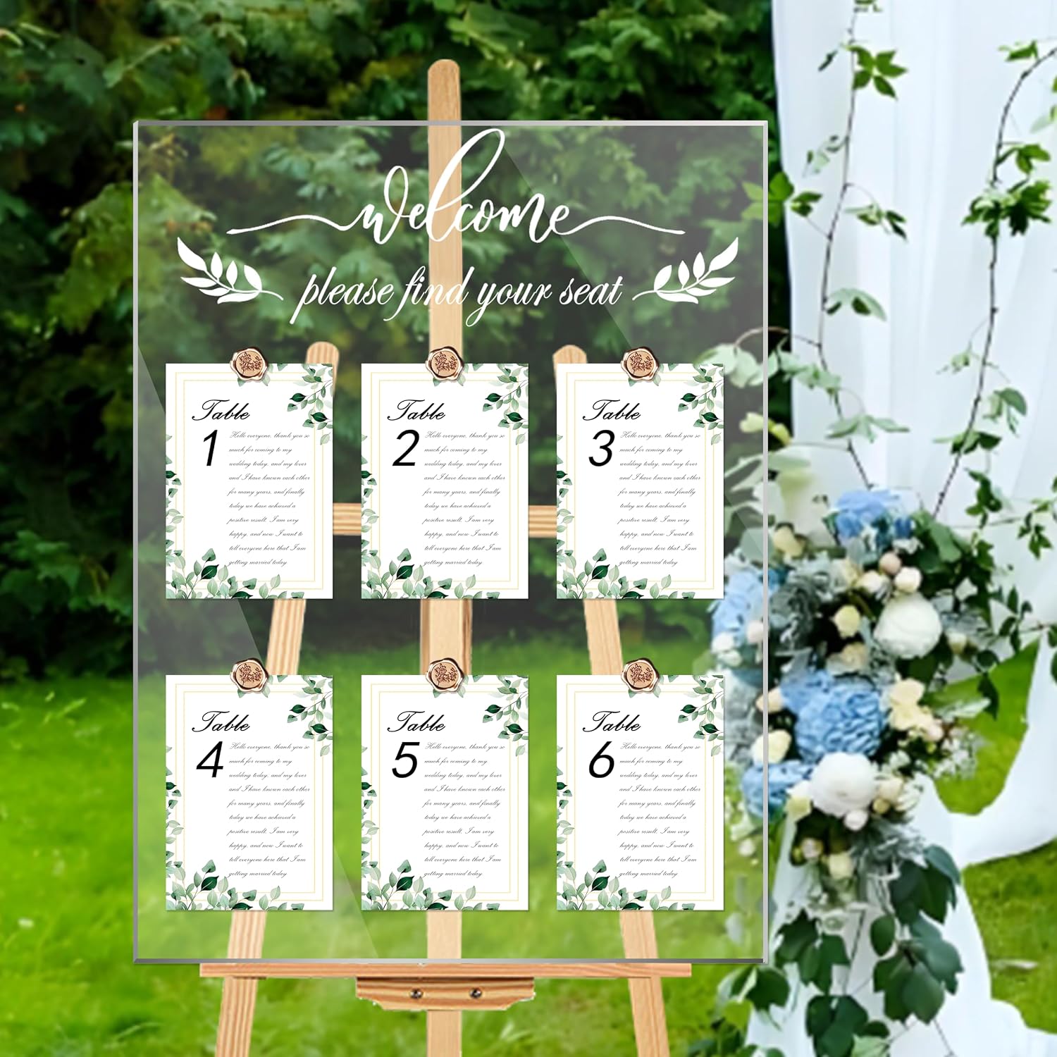 Wedding Seating Chart Board 24x18 Acrylic with Seat Cards Wax Seal Stickers