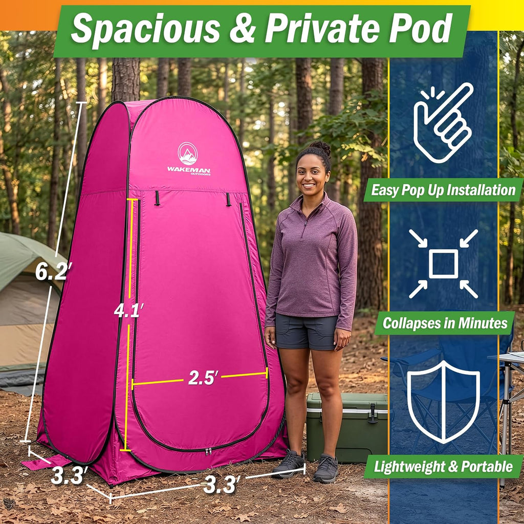 Pop Up Changing Tent, 3.3 x 3.3 x 6.2ft, Camping Shower Tent for Portable Toilet Stall or Dressing Room with Carry