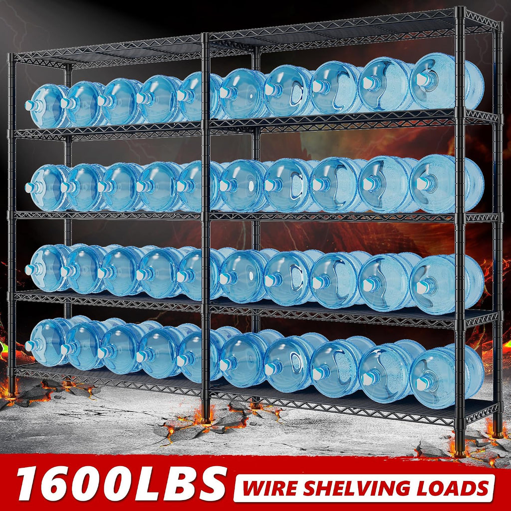 72.8" W Storage Shelves Load 1600LBS, 5 Tier Metal Shelving Unit