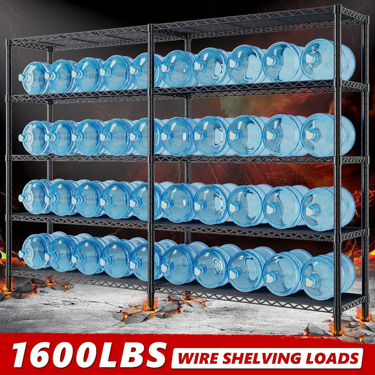 72.8" W Storage Shelves Load 1600LBS, 5 Tier Metal Shelving Unit