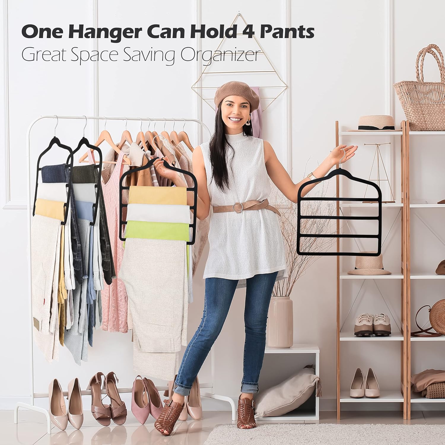 Velvet Pant Clothes Hanger Space Saving Non Slip Hanger Jean Slack Hangers | Multiple Velvet Hanger Closet Organizer