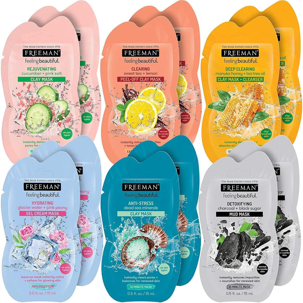 Facial Mask Variety Set: Clay, Peel-Off, Gel, & Mud Face Masks, Clearing, Hydrating, Detoxifying & Rejuvenating