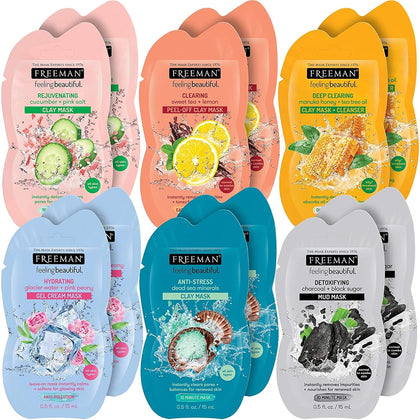 Facial Mask Variety Set: Clay, Peel-Off, Gel, & Mud Face Masks, Clearing, Hydrating, Detoxifying & Rejuvenating