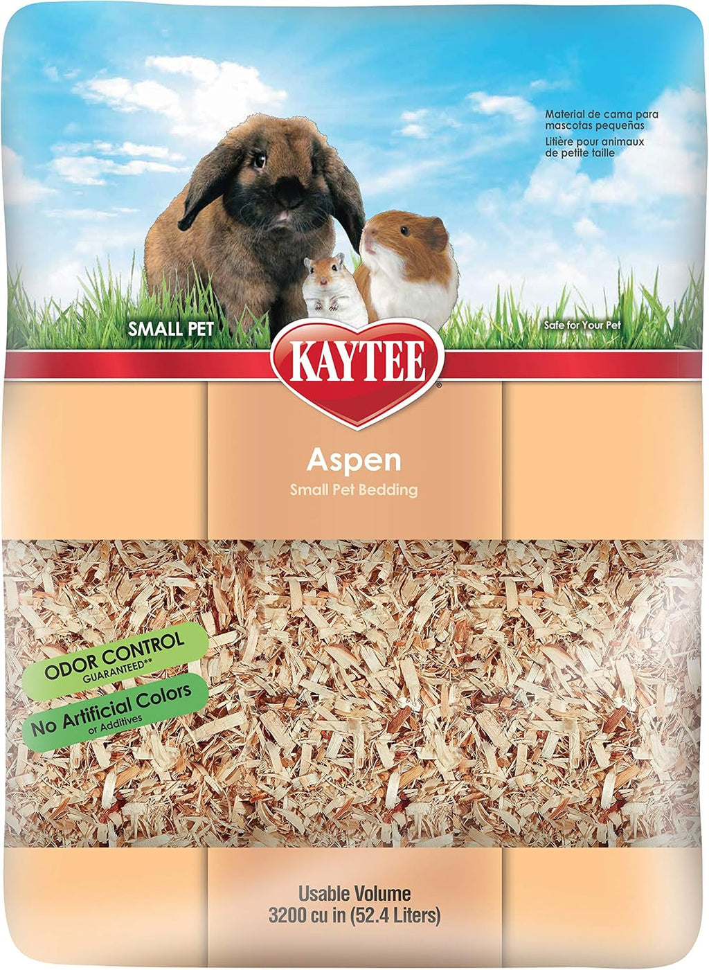 Aspen Bedding for Small Animals, 52.4 Liter | Less mess. Aspen hamster bedding. 99.9% dust-free wood shavings, guinea