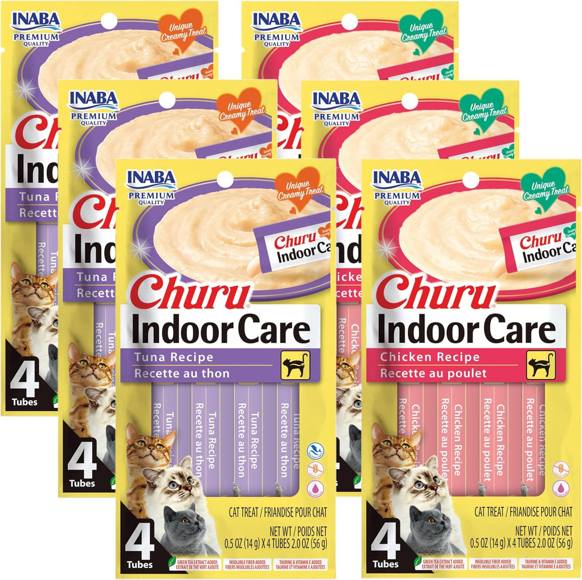 Churu for Cats, Functional, Creamy Lickable Purée Cat Treat for Indoor Care and Hairball Control, 0.5 Ounces Each, 24