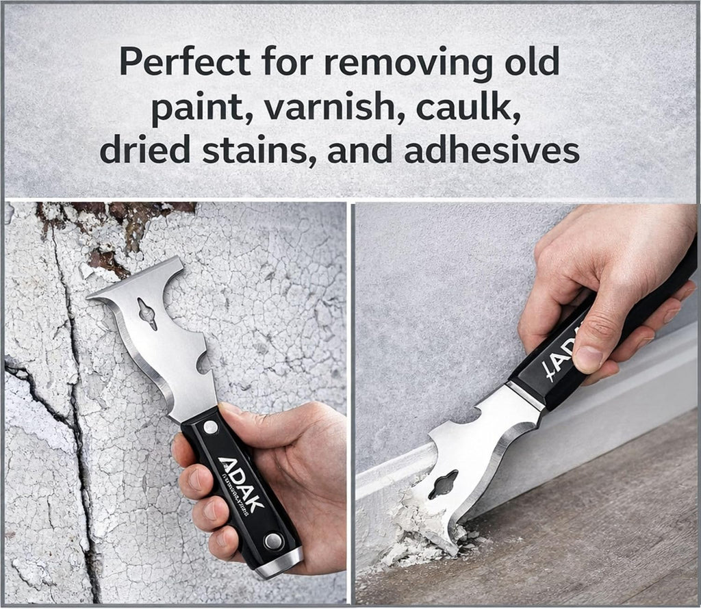 10-in-1 Paint Scraper and Painter’s Tool, Multi-Purpose Putty Knife & Spackle Scraper for Wood, Metal & Wall Repair