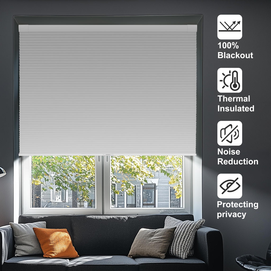 No Drill No Tools Blackout Cellular Shades,White,Custom Size