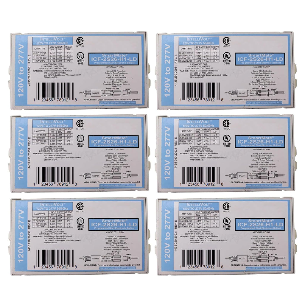 Replacement for ICF-2S26-H1-LD Electronic Ballast (6-Pack)