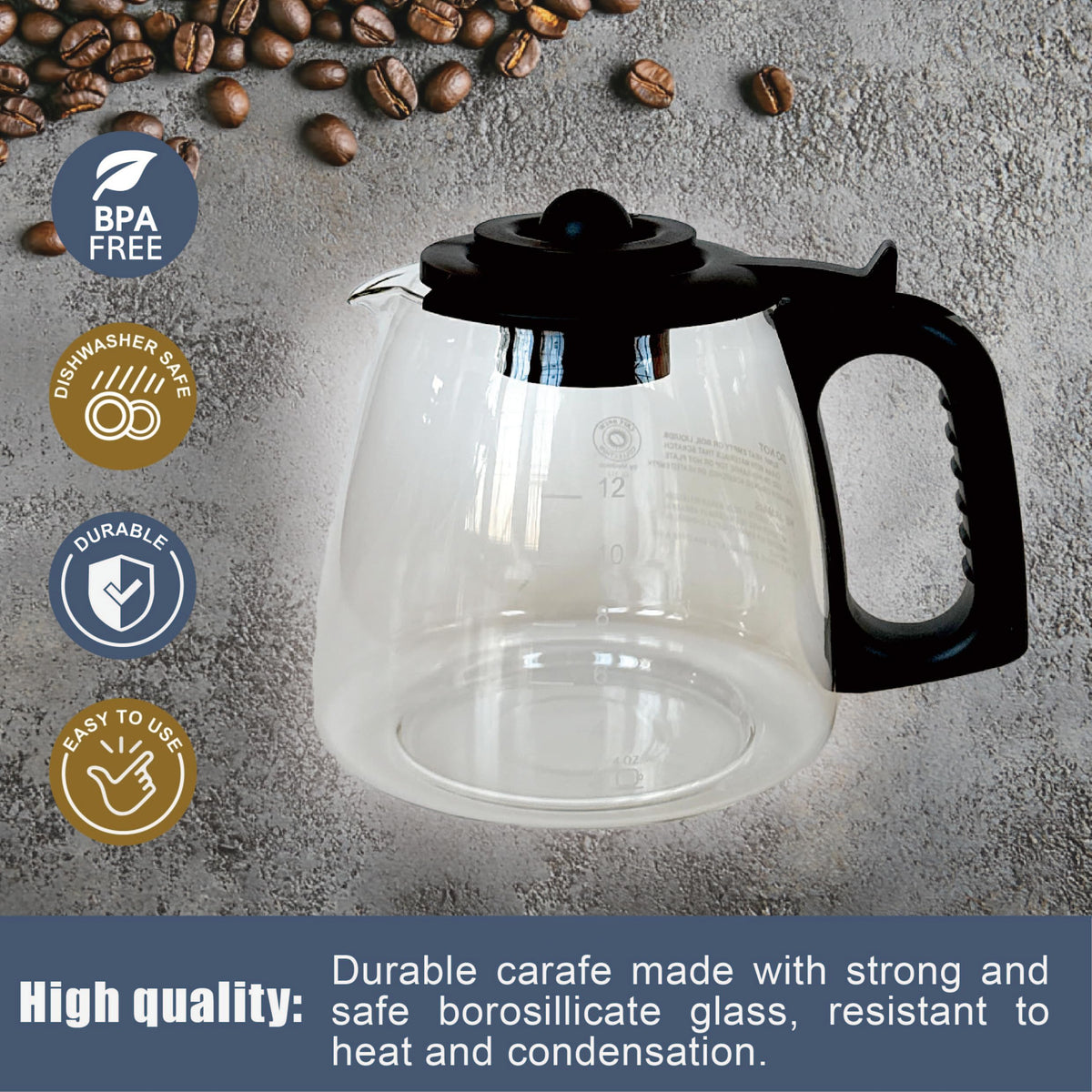 12CUP Coffee Machine Carafe,Compatible With Mr Coffee Coffee Maker Model BVMC-IMX41
